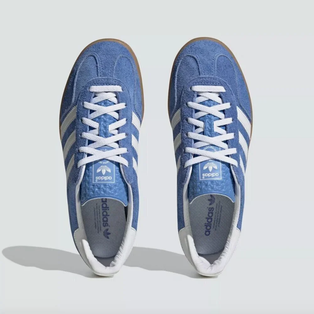 Adidas Women's Gazelle Indoor Sneakers Original Shoes Blue Fusion Gum HQ8717 - Picture 3 of 16